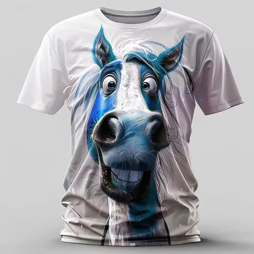 Funny Horse Print T-Shirt