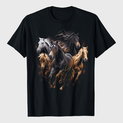 Horses Collage Horse Lover Graphic T-Shirt