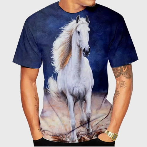 Animal White Horse Graphic T-Shirt For Men
