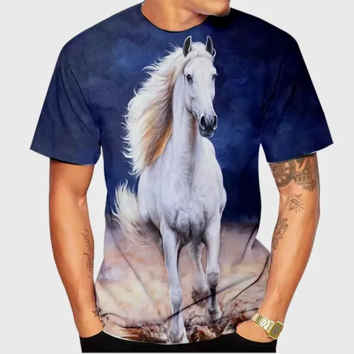 Animal White Horse Graphic T-Shirt For Men