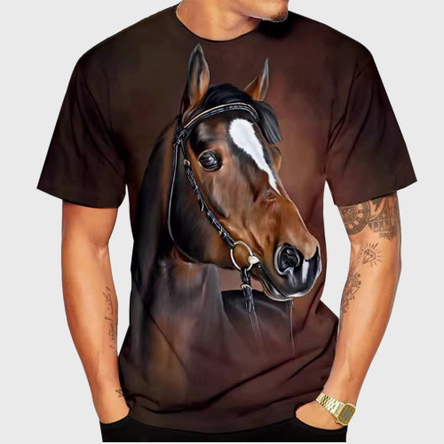 Mens Brown Horse Graphic T-Shirt