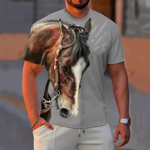 Casual 3D Horse Print T-Shirt