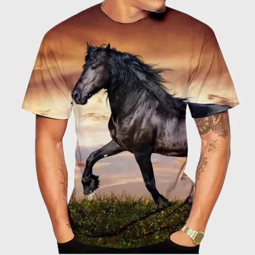 3D Horse Graphic T-Shirt