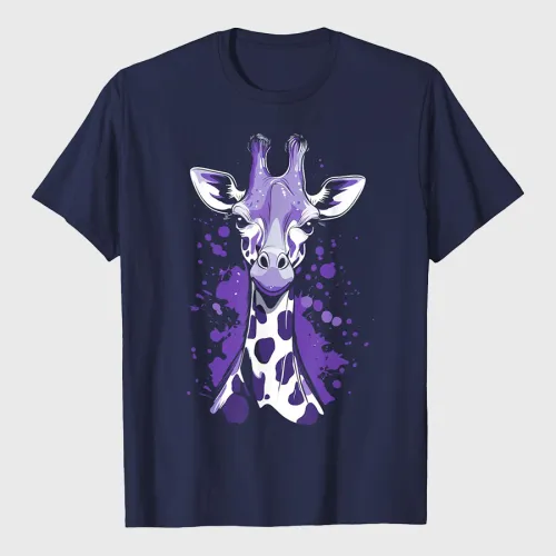 Stylish Giraffe With Purple Spots T-Shirt