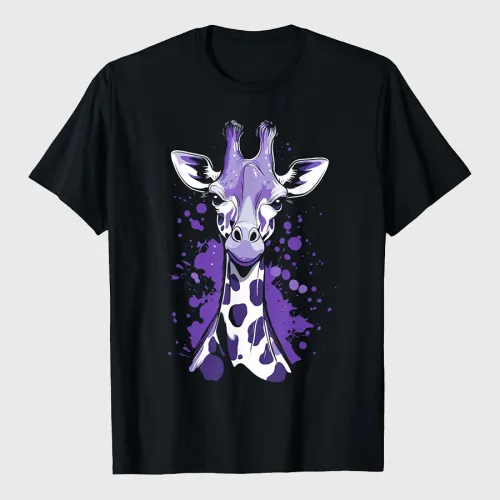 Stylish Giraffe With Purple Spots T-Shirt