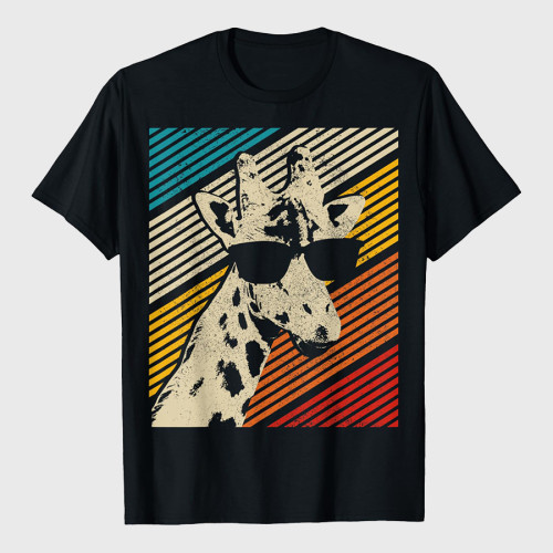 Vintage Giraffe Sunglasses Funny Gift T-Shirt