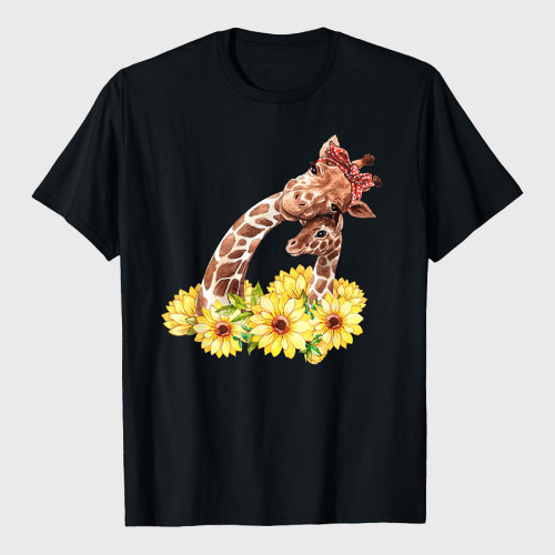 Mom Sunflower Gift Safari Africa Animal Giraffe T-Shirt