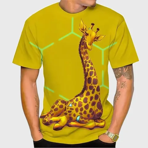 Cute Cartoon Giraffe Graphic T-Shirt
