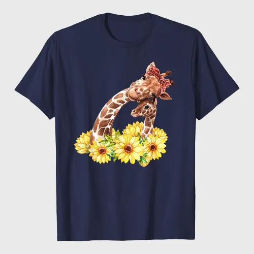 Mom Sunflower Gift Safari Africa Animal Giraffe T-Shirt