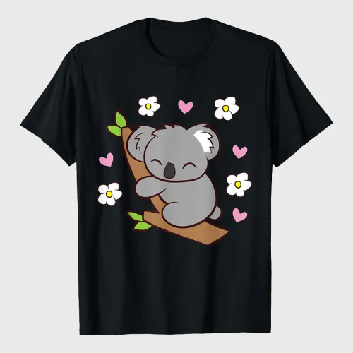 Cute Koala Bear With Flowers Australia Koala T-Shirt