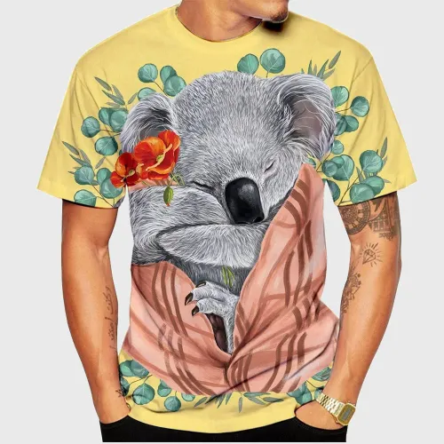 Cartoon Sleeping Koala Printed T-Shirt