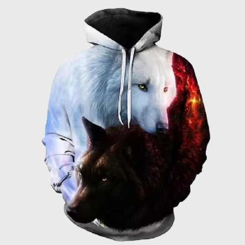 Yin Yang Wolf Art Hoodie