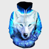 Blue Rose Wolf Hoodie