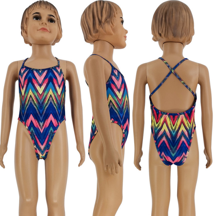 Mother Daughter Family Swimsuit Criss-cross Backless Printed One-piece Bikini