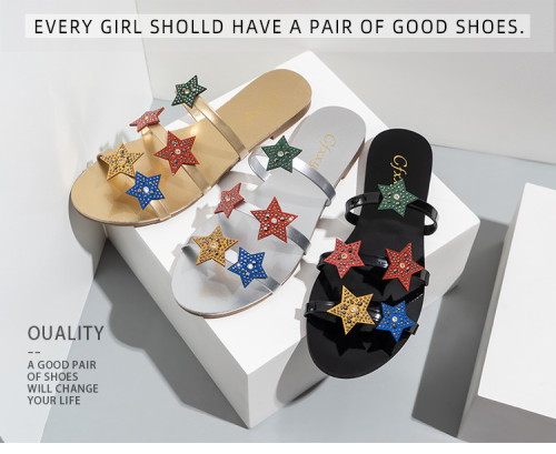Featured star decoration flat-heeled flat slippers women