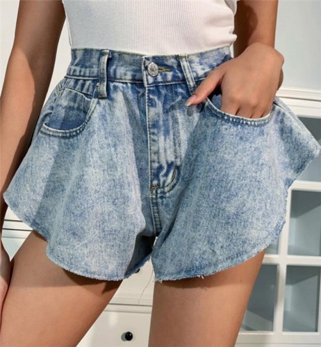 （ebay price：$36.78）Women's Solid Trousers Summer Tide Denim Shorts High Waist Pockets Sexy Clothes