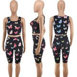 (ebay price：$17.22)Mother Daughter Matching Butterfly Print Sleeveless Vest+Short Pants Outfits 2pc