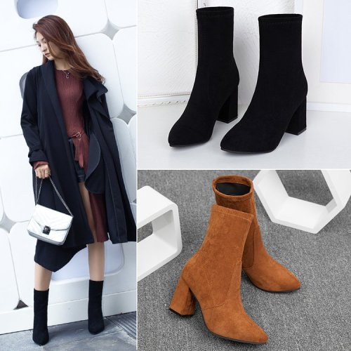 (ebay price:$31.9)Women's ladies fashion casual solid suede thick heel Martin boots