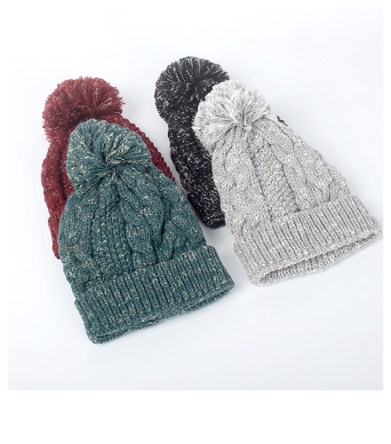 (ebay price:$14.63)Women's Mens Pure Color Ball Consise Fall Winter Warm Knitted Hat