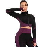 (Super high quality) Women high elasticity slim fitness yoga sports suit
