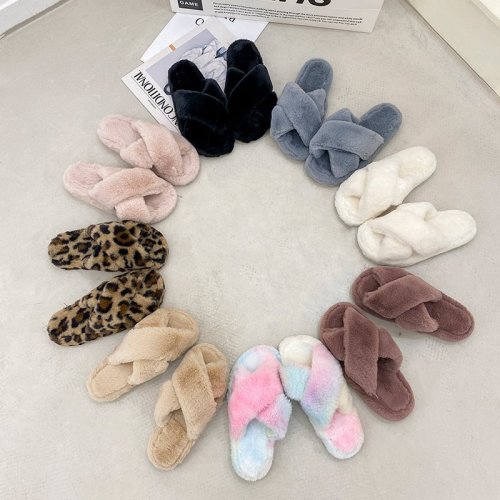 (ebay price:$23.51)Women's ladies fashion casual home fluffy platform slippers sandals