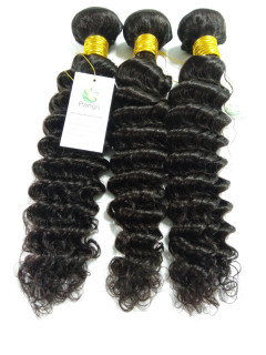 11A Human Hair Deep Wave 1 Bundle 100% Unprocessed  Virgin Remy Hair Weave  Human Hair Extensions Natural Black Color Pango