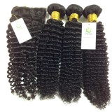 11A Human Hair Kinky Curly 3 Bundles With Closure 100% Unprocessed Virgin Hair Weave Human Hair Extensions Natural Black Color Pango