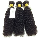 11A Human Hair Afro Jerry Curly 3 Bundles With Closure 100% Unprocessed Virgin Hair Weave Human Hair Extensions Natural Black Color Pango