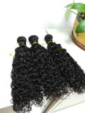 11A Human Hair Curly Wave 3 Bundles With Closure 100% Unprocessed Virgin Remy Hair Weave  Human Hair Extensions Natural Black Color Pango