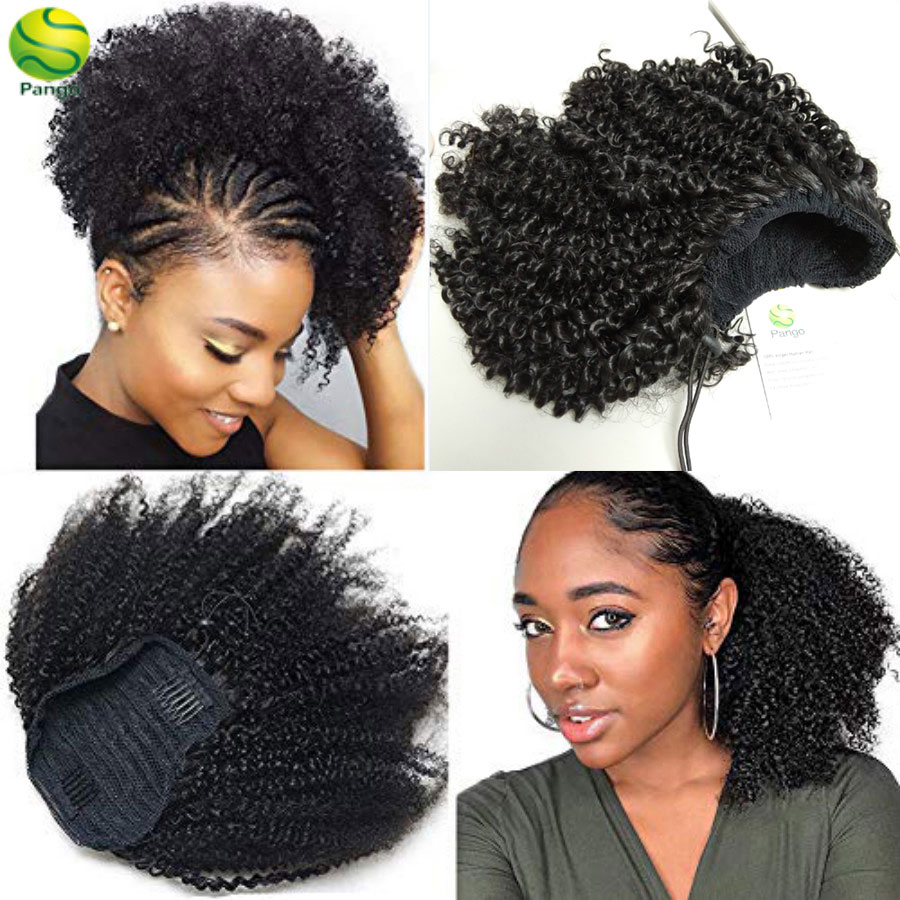 Synthetic Hair Afro Puff Ponytail Extensions for Black Women Kinky Curly  Drawstring Hair Ponytail Hairpieces Natural Kinky Curly Clip in Ponytail  (8inch) 