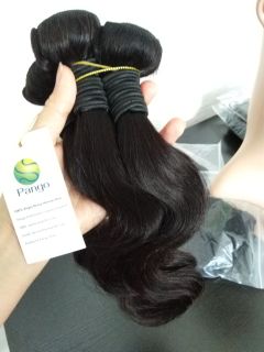 9A Brazilian Hair Weave Body Wave 2 Bundle/100g  Natural Black Color Pango