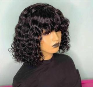 11A Frange wig 5 Brazilian hair deep wave natural color 14inch
