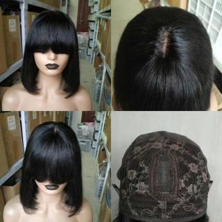 Bone straight Fringe lace Wig 32 100% Brazilian Hair