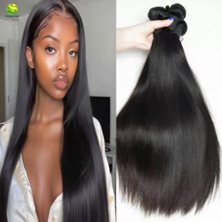 11A Human Hair Straight 1 Bundle 100% Unprocessed  Virgin Remy Hair Weave  Human Hair Extensions Natural Black Color Pango