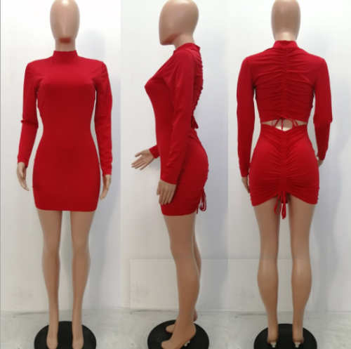 Sexy buttock slim long sleeve dress YS-302