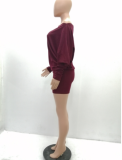 Sexy inclined shoulder neck knit batwing coat long-sleeved dress YS-317