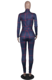 Casual checked jumpsuit with belt MD-142