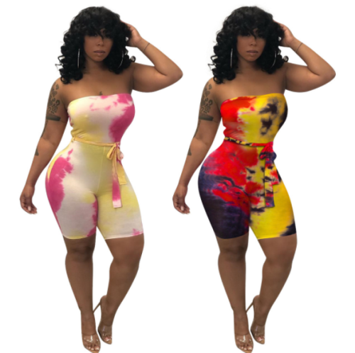 Sexy sleeveless tie-dye chest - wrapped jumpsuit for summer women OYF-8033