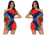 Printed tie-dye casual two-piece set with sloping shoulder OYF-8045