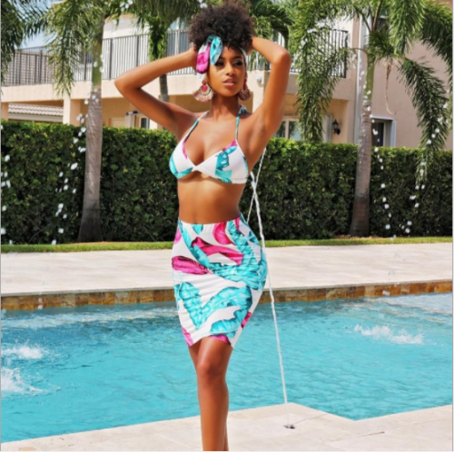 Printed two-piece set with bust OYF-8015