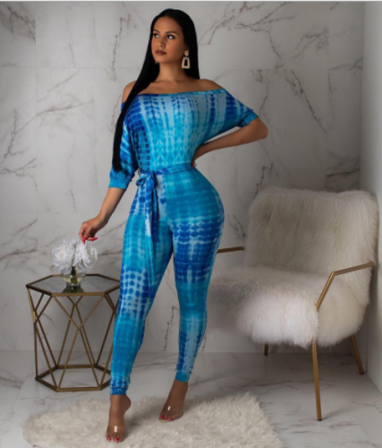 Fashion women's color location printed pattern jumpsuit PY-8254