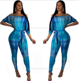 Fashion women's color location printed pattern jumpsuit PY-8254
