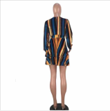 Digital printed dress with deep v-neck stripe CQ-5158