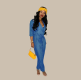 Solid healthy jeans sexy v-neck jumpsuit ORY-5078