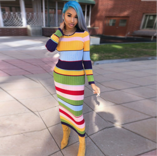 Fashion casual patchwork multi-color positioning printed dress ORY-5052