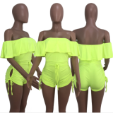 Summer hot style elastic band fluorescent sexy strapless jumpsuit