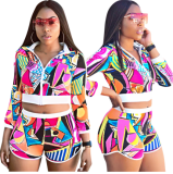 Hot style printed jacket and shorts two-piece set LO-6101