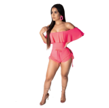 Summer hot style elastic band fluorescent sexy strapless jumpsuit