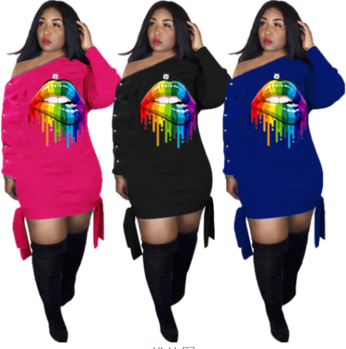 A dress with leggings and buttons on the shoulder and long sleeve MOY-5123