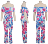 Sexy, hot-selling digital print one-line neck and bust jumpsuit SMR-9288